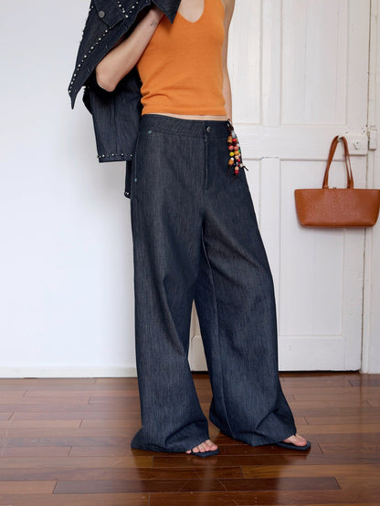 Vintage Washed Twill Wide Leg Jeans