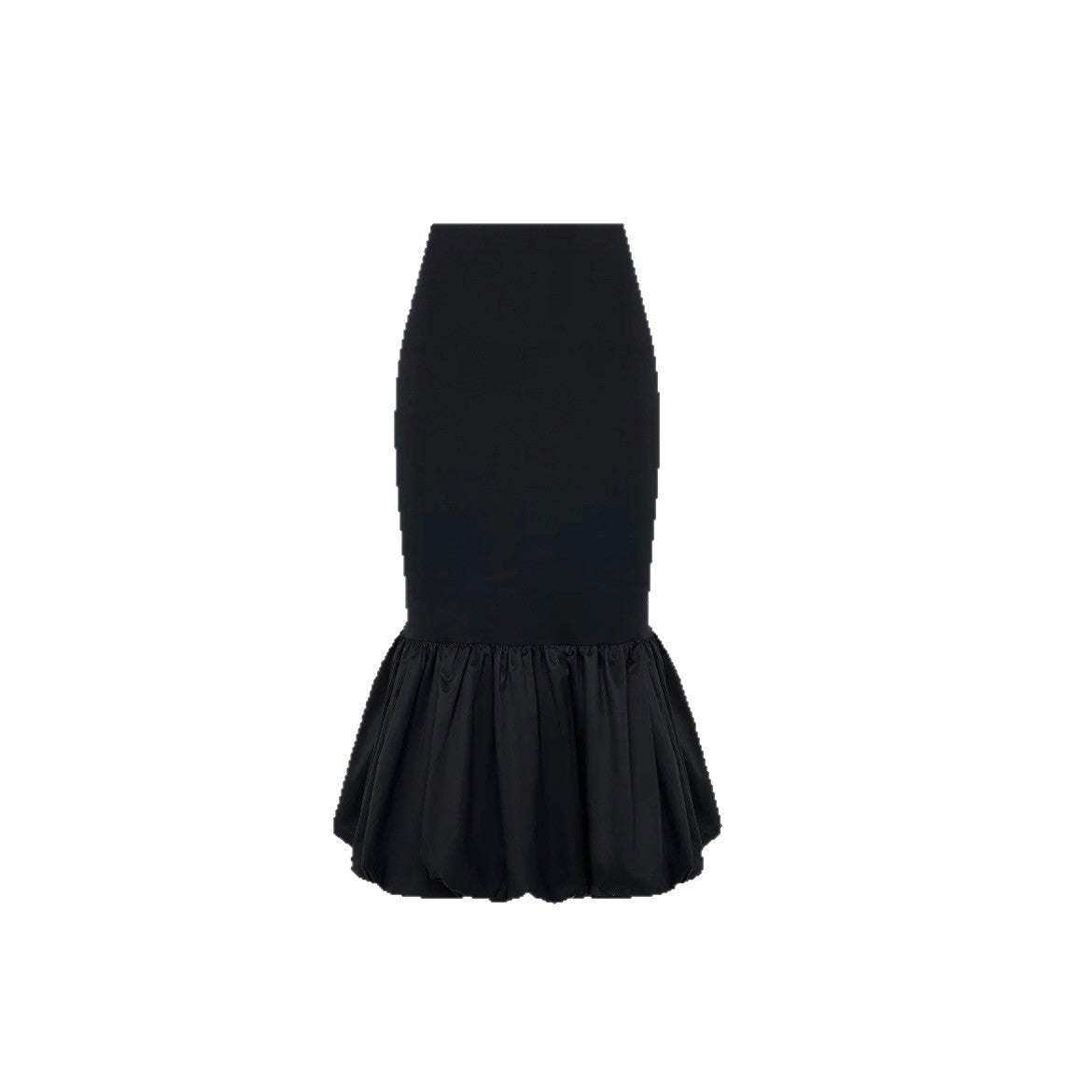 Temperament elegant sexy fishtail skirt solid color splicing slim high waist skirt