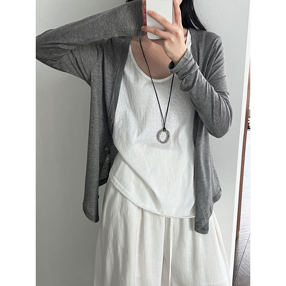 Korean walking paper cardigan + sleeveless vest set women's new summer lazy casual