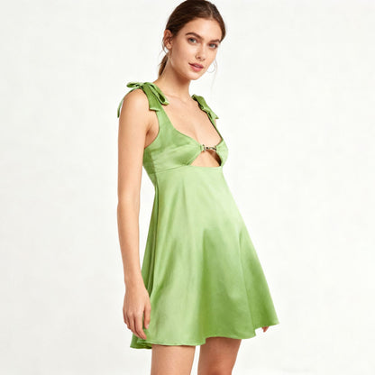 Satin hollow French sexy suspender dress