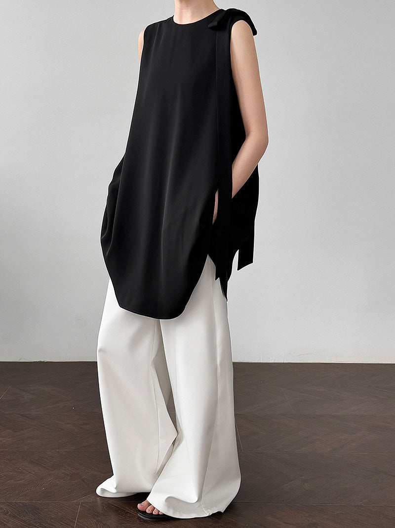 French holiday bow sleeveless vest skirt summer new temperament niche design dress