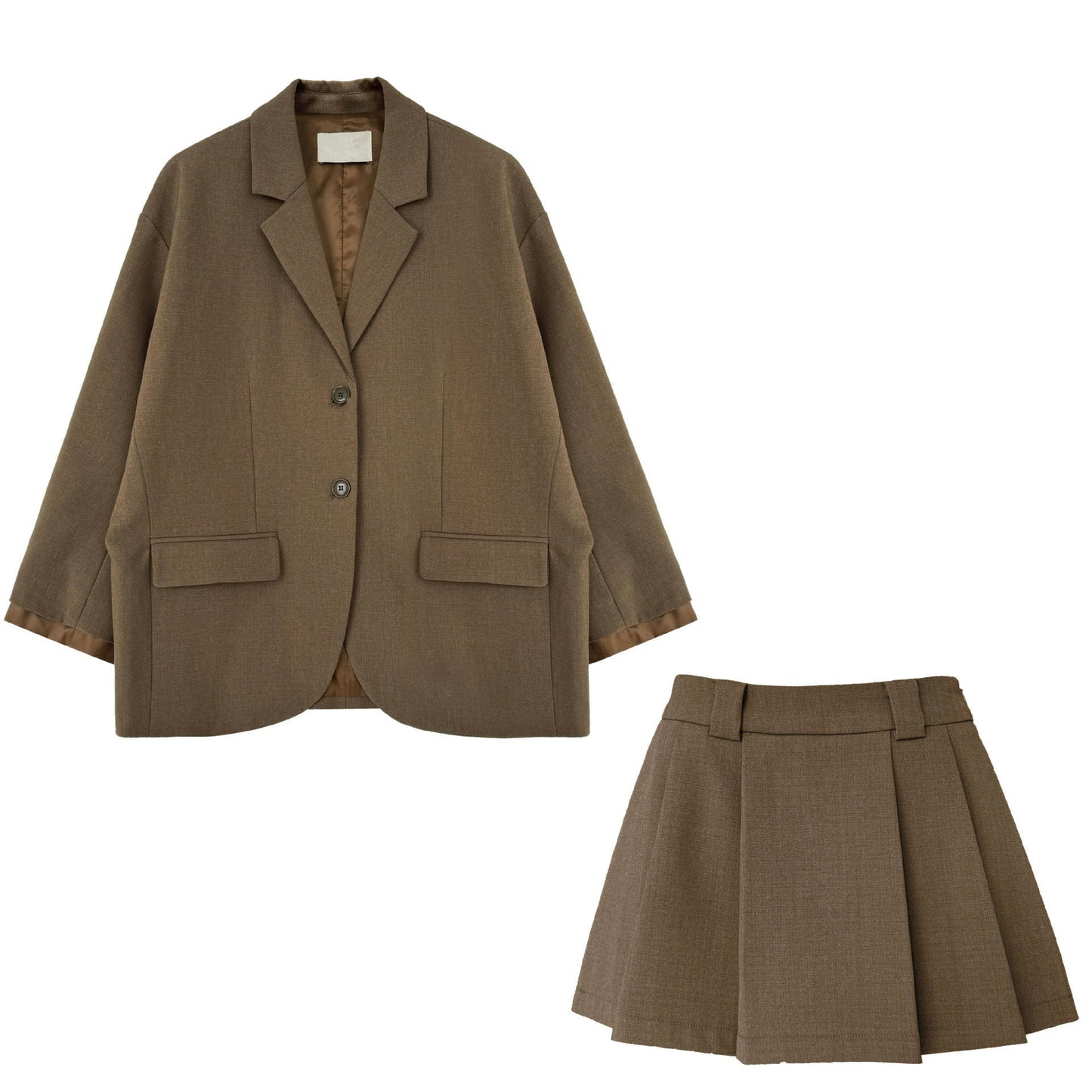 Korean high-end casual suit women's cuff splicing blazer + pleated skirt suit
