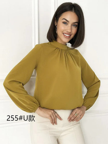 Round Neck Long Sleeve Shirt Women Pullover Casual Top