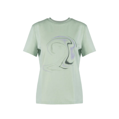 Tencel cotton ripple print short-sleeved T-shirt