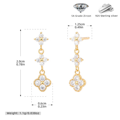 925 Sterling Silver Stud Earrings Color Zirconium Flower Earrings