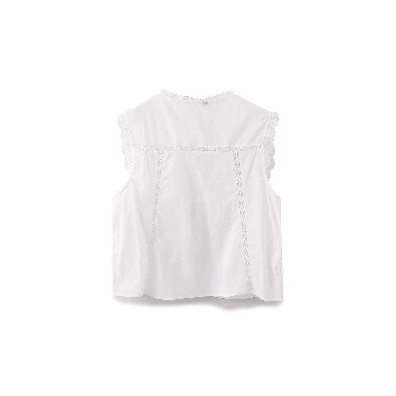 Strapless Embroidered Top Women Loose Fit Sleeveless Lace Blouse