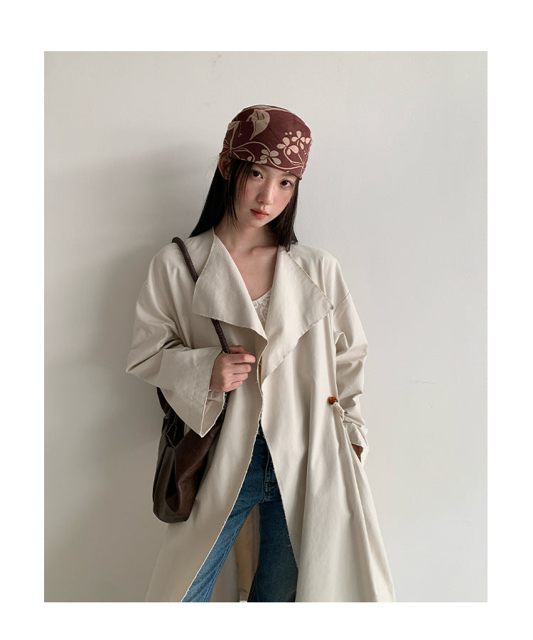 Commuter silhouette lapel long trench coat temperament jacket