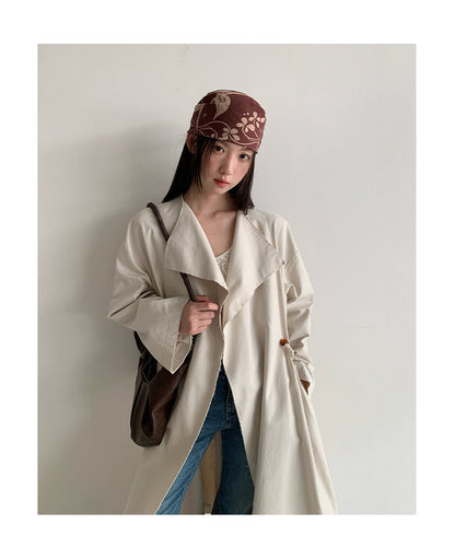 Commuter silhouette lapel long trench coat temperament jacket