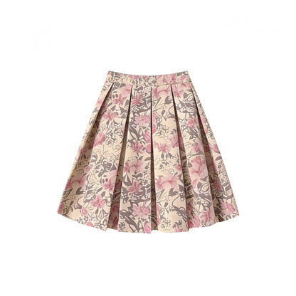 Pink retro floral skirt