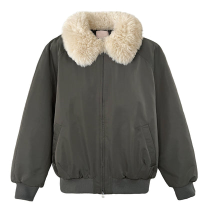 Korean warm fur collar padded jacket women's winter design versatile jacket cotton jacket top 89002
