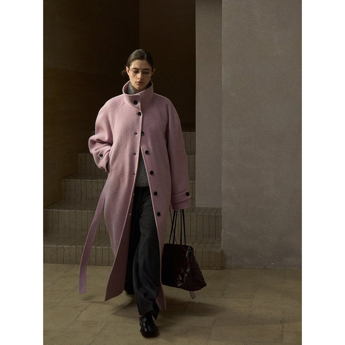 Winter commuter design stand-up collar double-breasted double-sided wool coat jacket