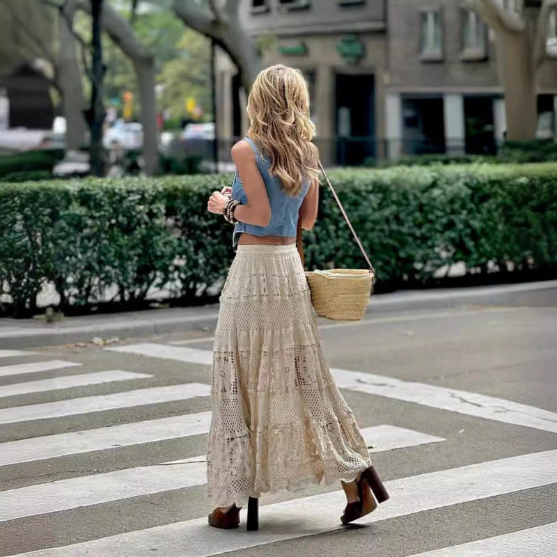 New lace lace skeleton knitted skirt