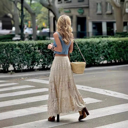 New lace lace skeleton knitted skirt