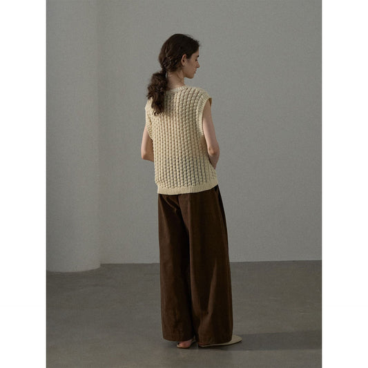 Autumn knitted vest women's three-dimensional cotton V-neck mass texture blouse