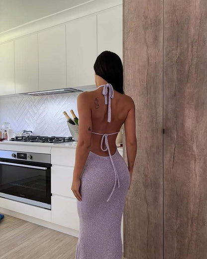 Women's New Fashion Sexy Spice Girl Beauty Back Suspender Dress Flower Slim Knitted Dress