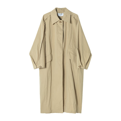 Spring new commuter design loose cocoon-shaped slightly wrinkled texture trench coat