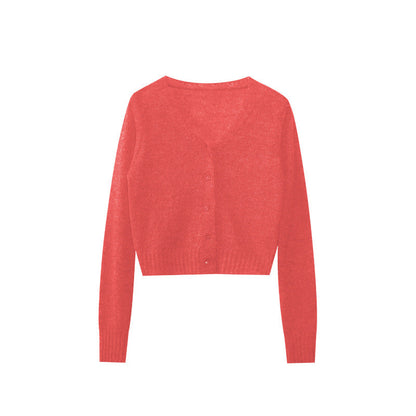 Casual Versatile V-Neck Sweater Women's Knitted Cardigan