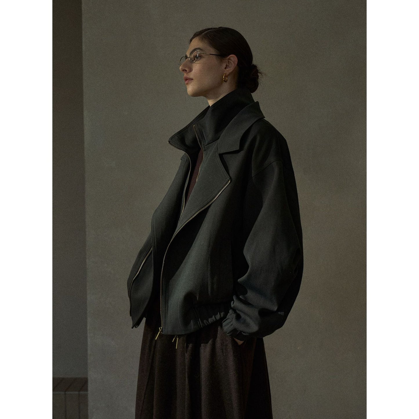 Fall commuter design fleece double zipper placket silhouette jacket jacket 1