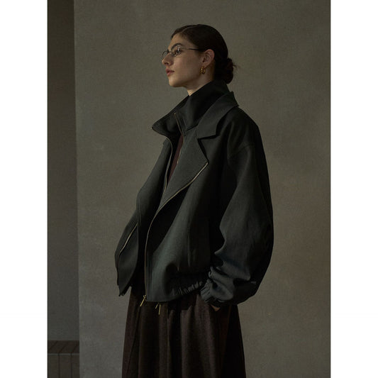Fall commuter design fleece double zipper placket silhouette jacket jacket 1