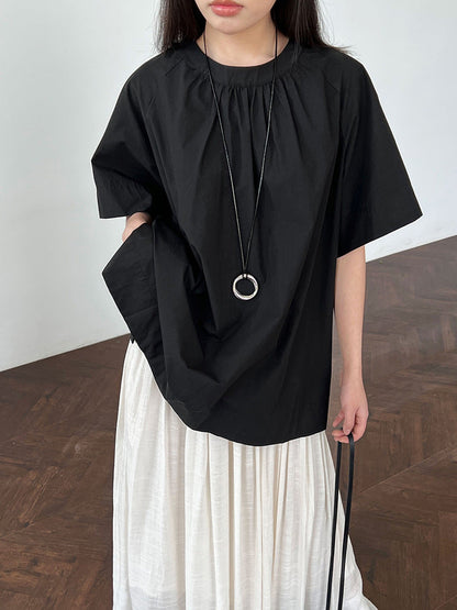 Korean version of the back hollow short-sleeved shirt women's summer new lazy wind loose backless shirt top