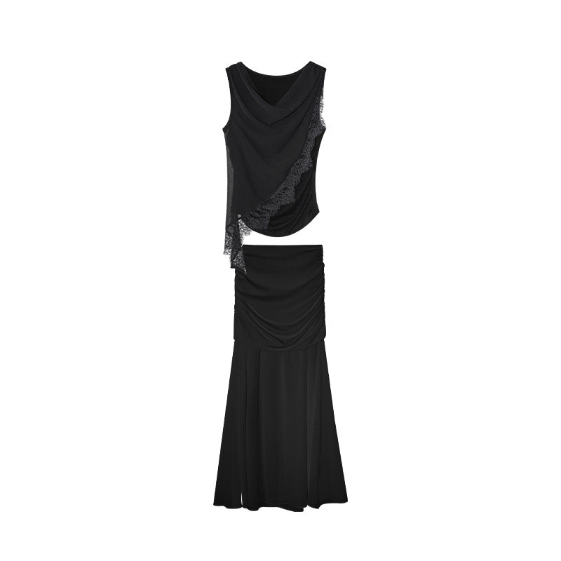 Gentle and advanced temperament swinging collar sleeveless fashion suit
