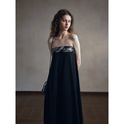 Simple cotton skin-friendly tube top dress irregular curved hem design long dress