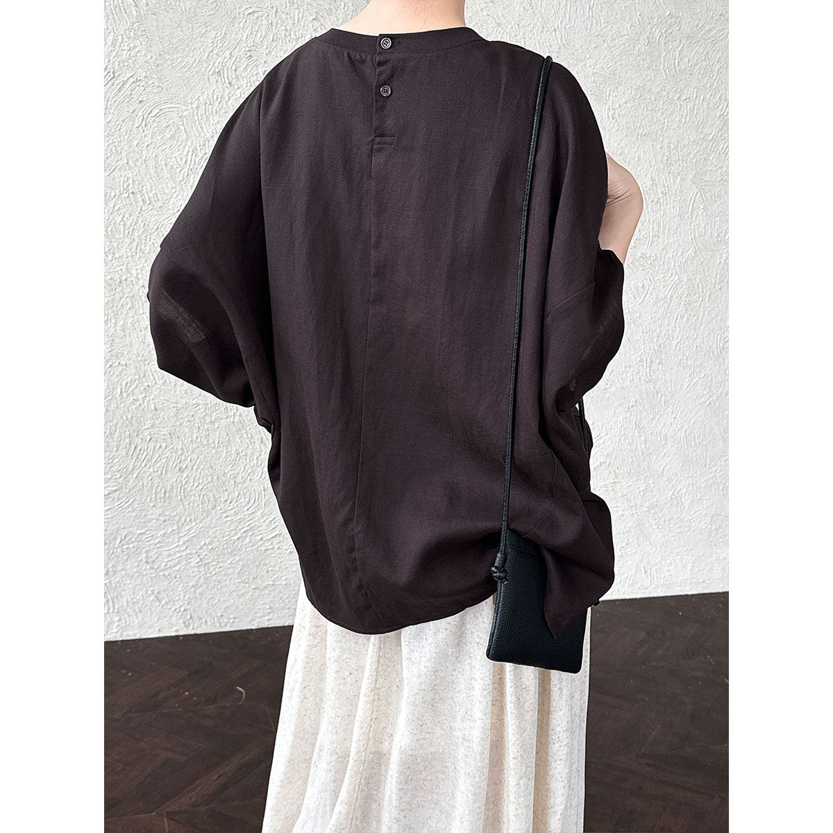 Bat sleeve Korean design shirt women's summer new sunscreen loose Tencel linen top