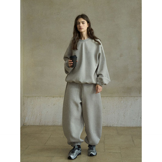 Autumn elastic waist variegated twill cotton three-dimensional silhouette sweatpants