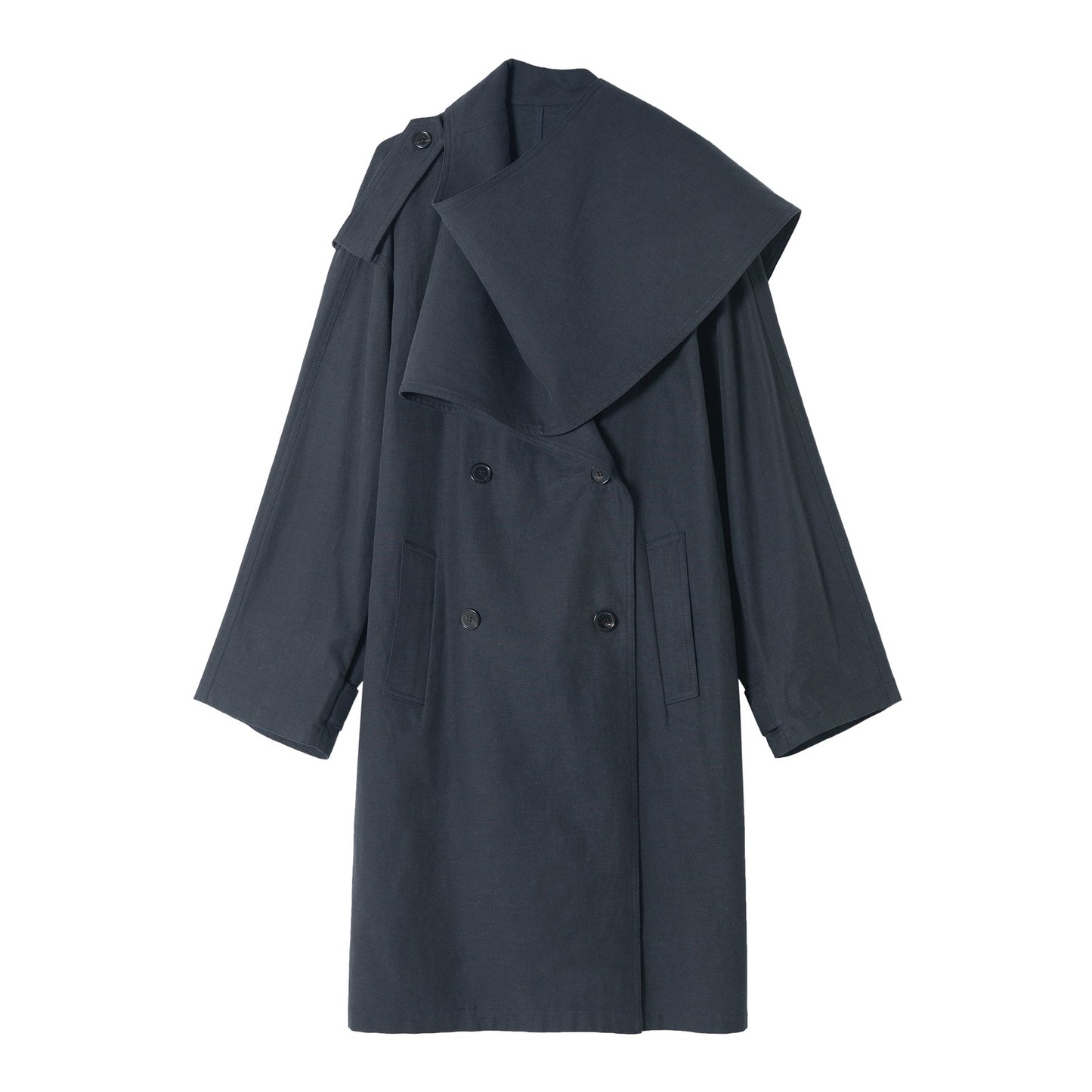 Spring new Tencel linen scarf collar cotton and linen blended large profile trench coat