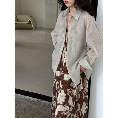 Design Sense Tencel Back Split Strap Shirt Women's Summer Clothing New Long Sleeve Sunscreen Thin Jacket