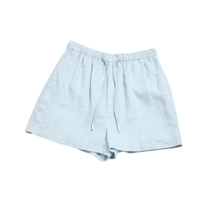 Summer new casual high waist pure linen drawstring solid color easy short casual pants