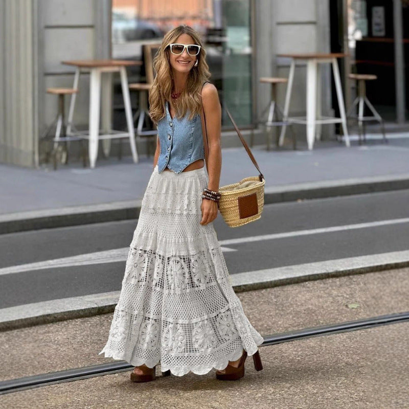 New lace lace skeleton knitted skirt