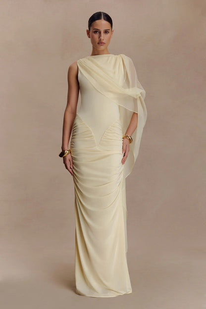 New fashion shawl pleated gauze hip skirt slim fit sexy European and American dress