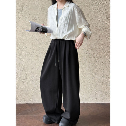 Korean simple fake two lazy style shirts in summer, a new spliced V-neck age-reducing long-sleeved shirt