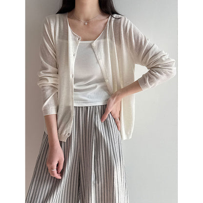 Heavy Industry 100 wool gentle wind soft waxy knitted cardigan women's spring lazy wind sweater