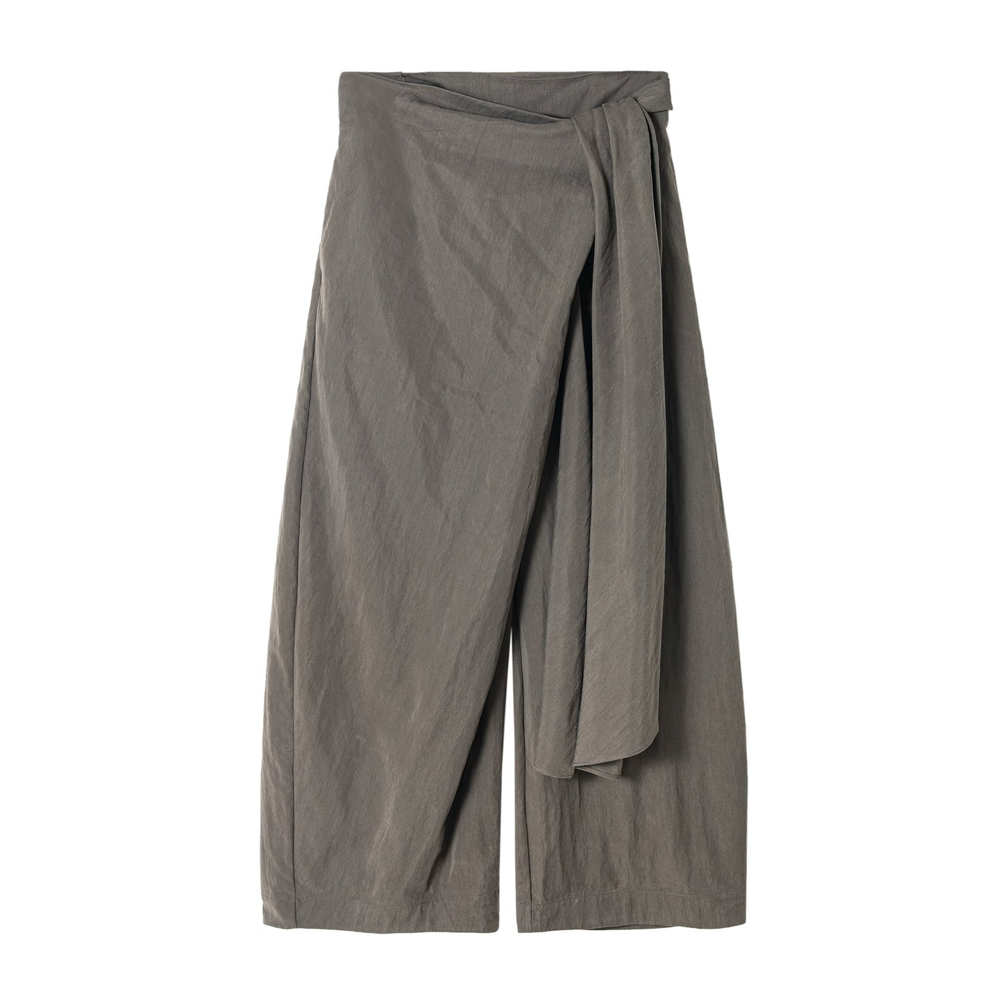 New commuter design Tencel texture lace-up anti-wrinkle wide-leg casual pants
