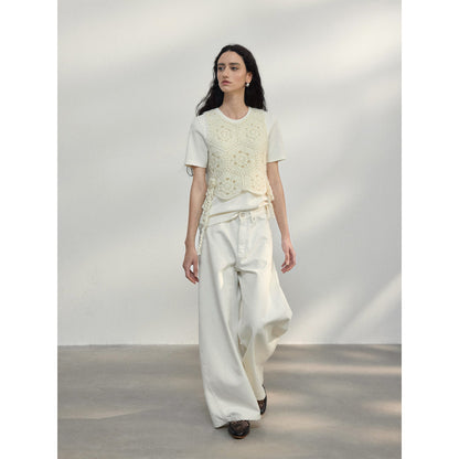 Spring design hollow pattern hand hook mohair skin-friendly vest