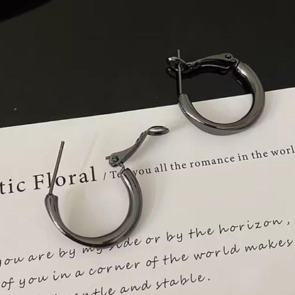 French Metal Circle Earrings Earrings New Women's Douyin Explosive Plain Circle Unique Temperament Earrings