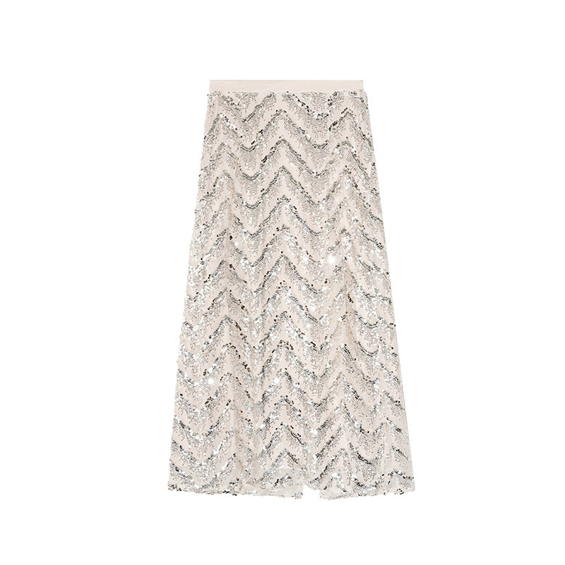 Women's Sequin Straight-Cut Maxi Skirt