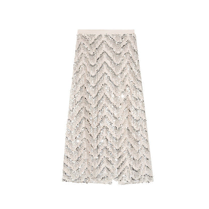 Women's Sequin Straight-Cut Maxi Skirt