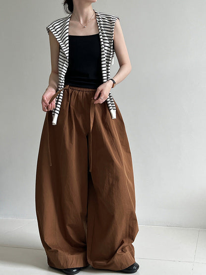 Korean high-waisted strap wide-leg balloon pants women's autumn new loose meat-covering scimitar floor-mopping trousers
