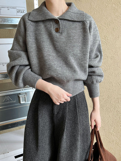 Premium polo collar, thin waist short sweater