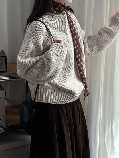 Korean semi-turtleneck pullover knitted sweater women's new winter lazy style versatile with a thick sweater underneath