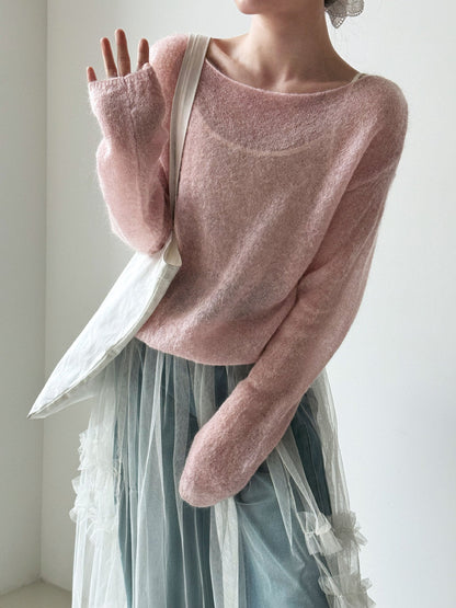 Gentle mohair lazy sweater women's 26 early spring new Korean soft waxy wool knitted sweater