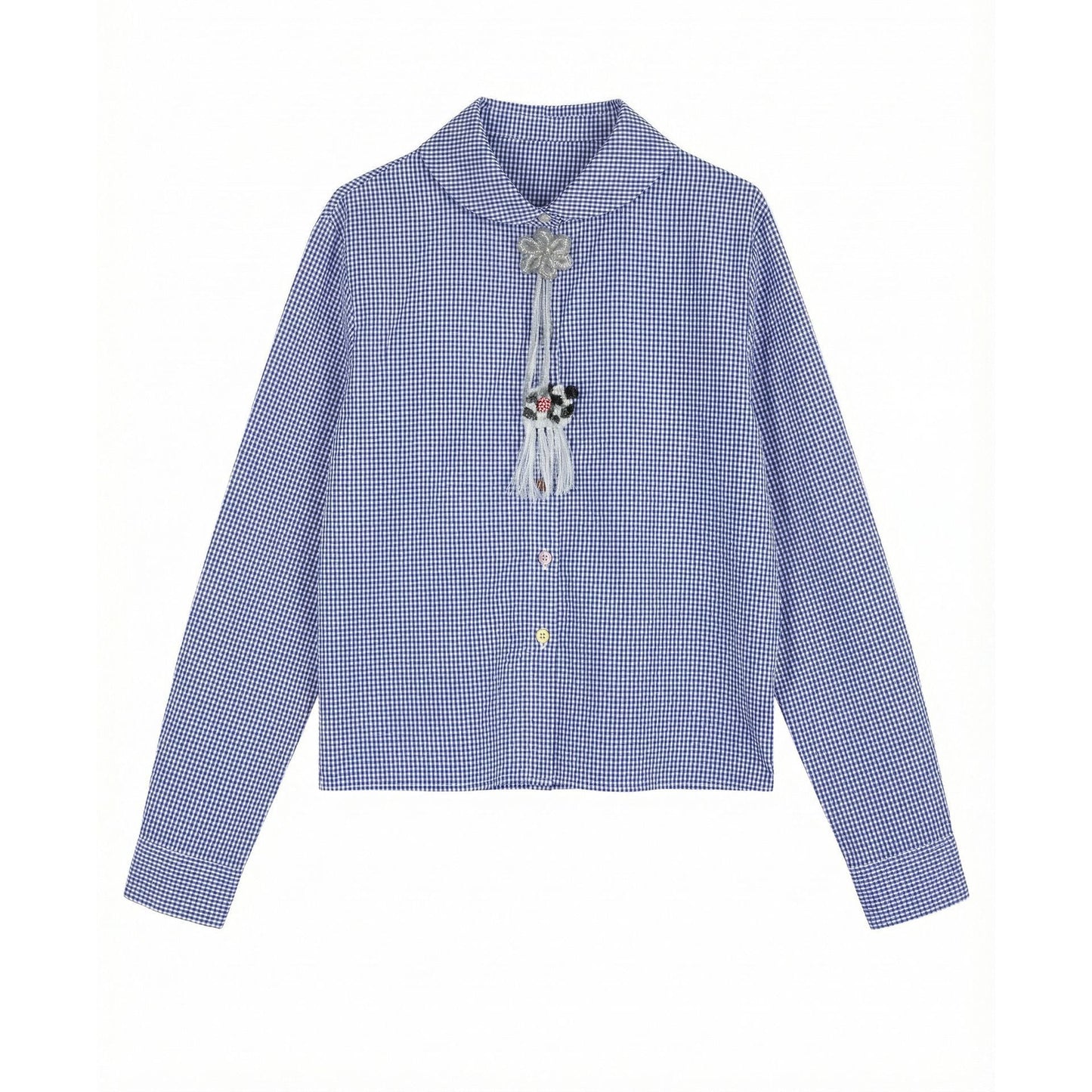Doll collar waist shirt retro literary design cardigan