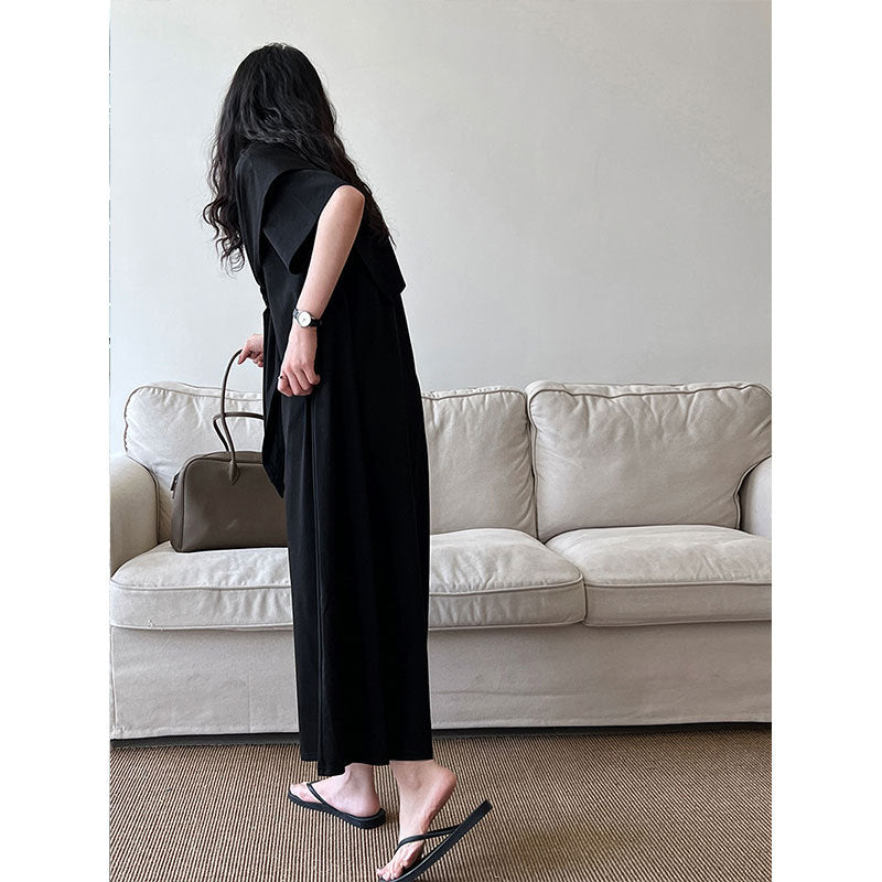 Casual simple shawl dress women's summer new lazy wind covering meat and showing thinness T-shirt long skirt