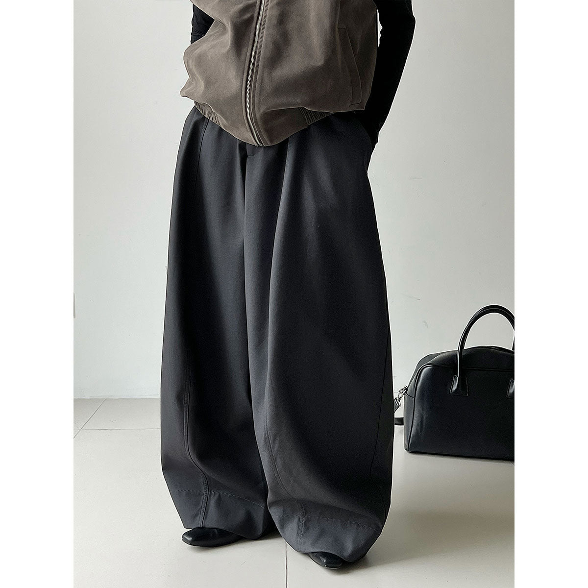 Design pocket cocoon lantern suit pants women's autumn new drape balloon pants long pants