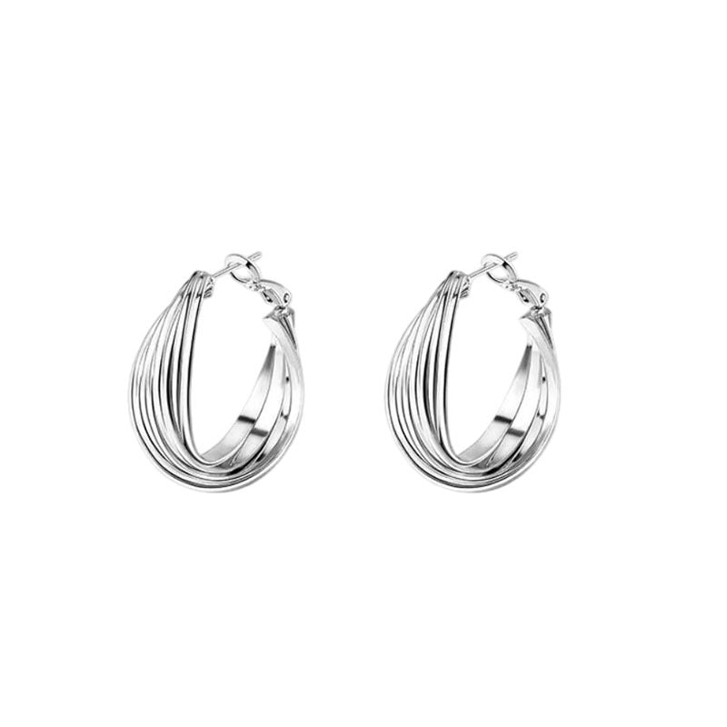 Copper-plated real gold exaggerated twist twist loop earrings high-end fashion earrings earrings