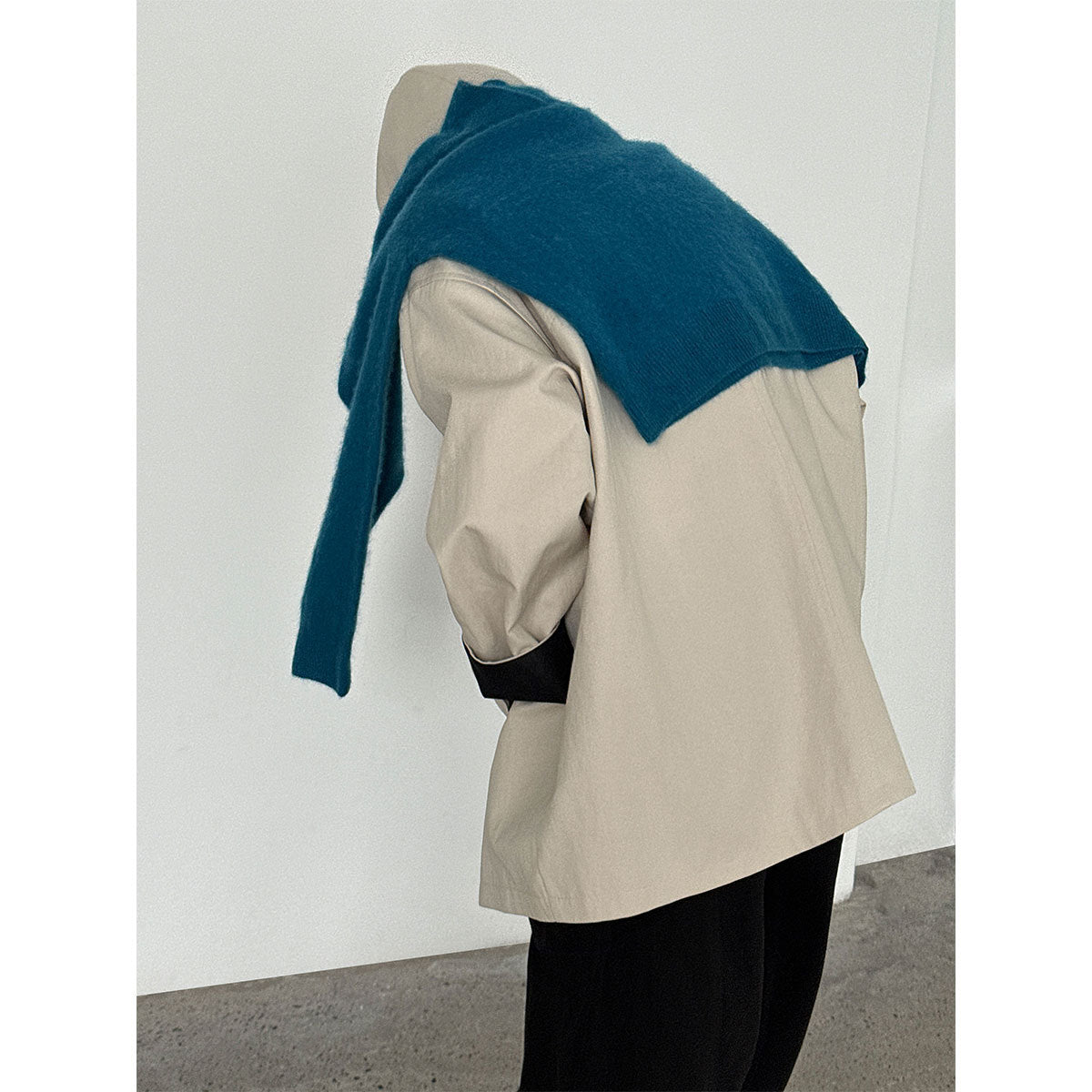 Korean simple contrasting color splicing cuffs casual autumn new hooded loose trench coat