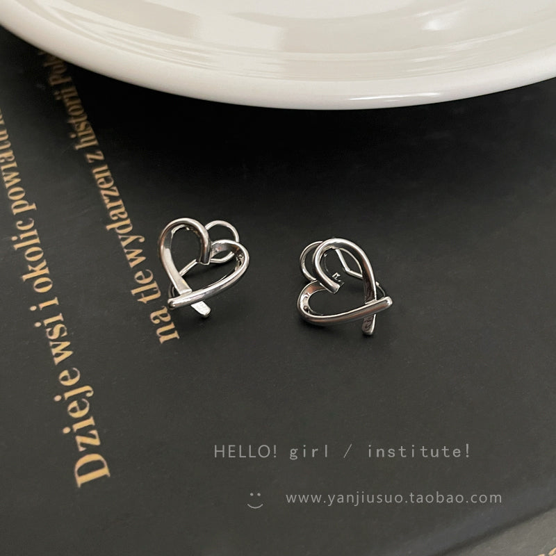 Daily commuting versatile love ear clips women can wear without pierced ears, no need to take off earrings when sleeping, temperament peach heart earrings